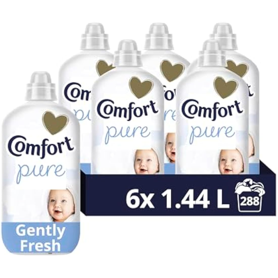 Comfort Pure Fabric Conditioner Dermatologist-Recommended and Hypoallergenic with a Gently Fresh Fragrance 288 washes (6x 1.44 L)