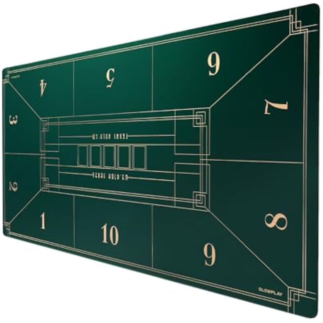 SLOWPLAY Nash 240x120 cm Texas Hold'em Poker Mat | Portable Poker Table Top with Art Deco Layout Print, Hemmed Edges, Smooth Surface, and Premium Carrying Bag for Games Everywhere