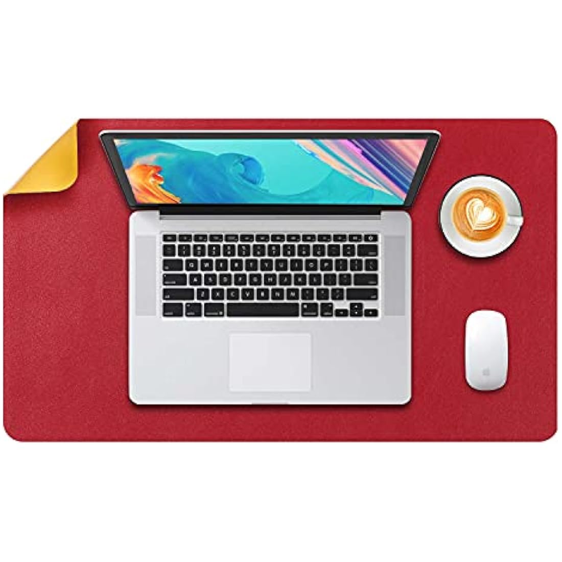 Desk Pad Large, Desk Mat, Extended Mouse Mat, Mouse Pad L, Desk Blotter, DOBAOJIA Laptop Pad Writing Pad for Office/Home, Dual-Side Use PU Leather Waterproof 23.6" X 13.8" (Red/Yellow)