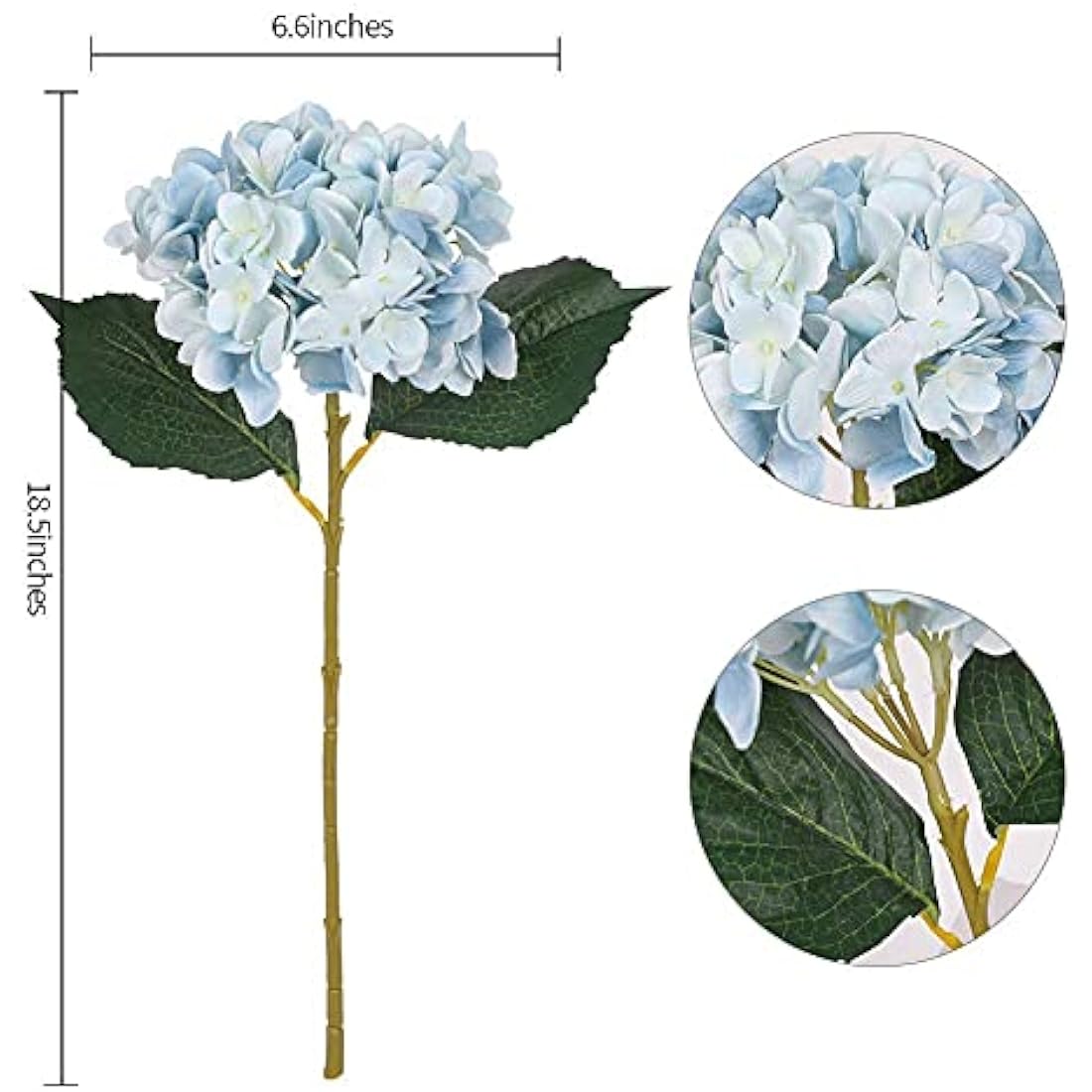 Kisflower 6Pcs Silk Hydrangea Artificial Flowers Realistic Hydrangea Flowers Bouquet for Wedding Party Office Home Decor (Blue)