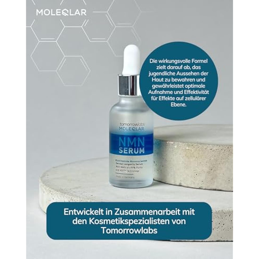 MoleQlar NMN Face Serum 30 ml - Longevity for Your Skin - with Patented HSF Technology and High-Purity Uthever NMN