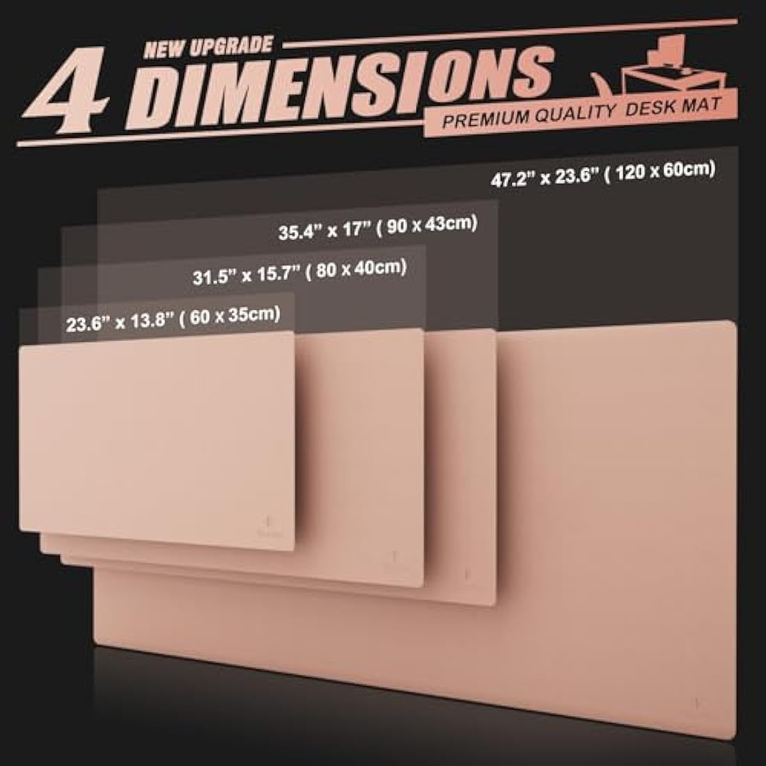 K KNODEL Small Office Leather Desk Mat, Mouse and Keyboard Pad, Computer and Laptop Mat, Desktop Protector and Cover, Writing Pad and Blotter (60x35cm, Pink)