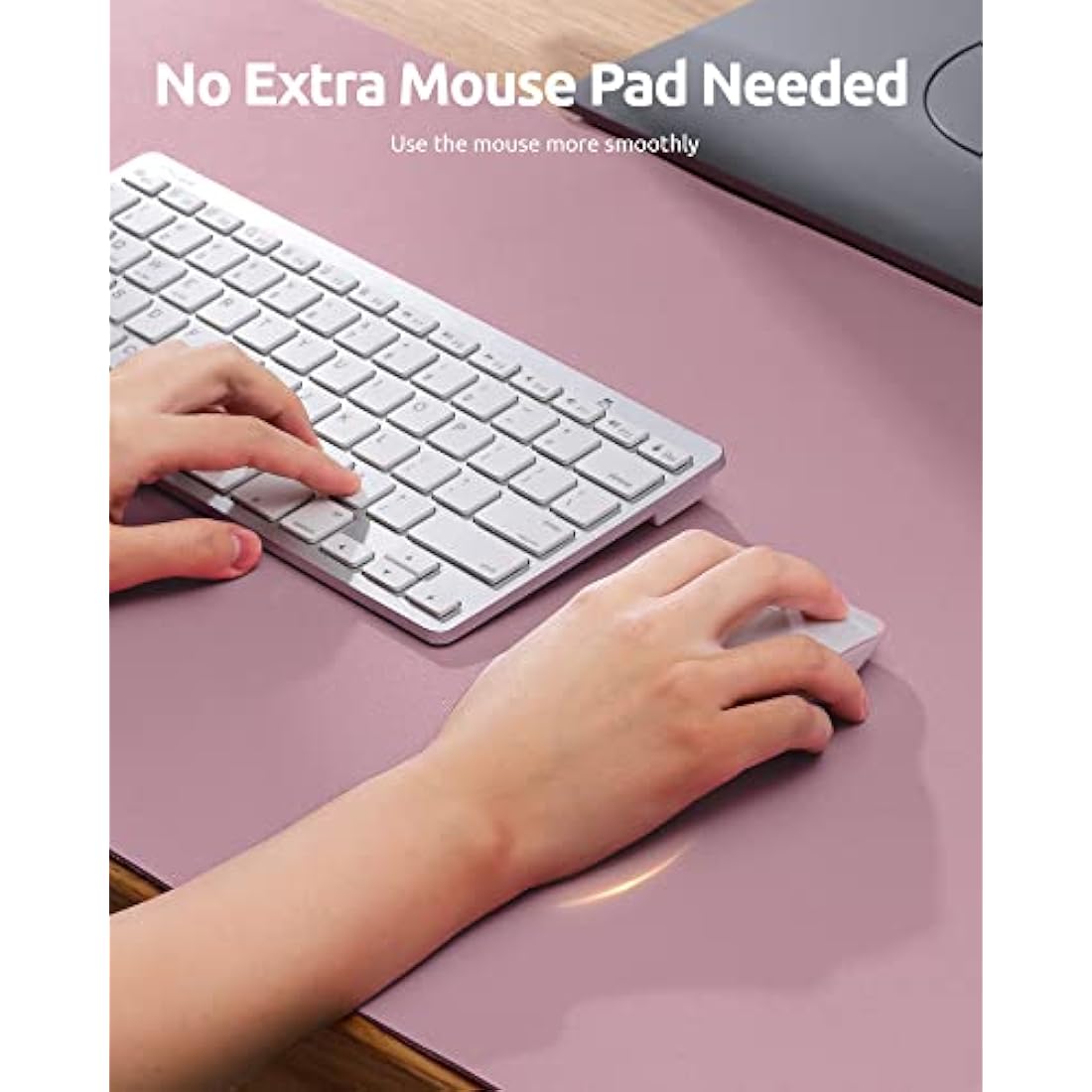 YSAGi Leather Desk Mat, Large Mouse Mat, Non-Slip Desk Pad, Waterproof PU Leather Table Protector Writing Pad for Office and Home (60 x 35 cm, Pale Mauve)
