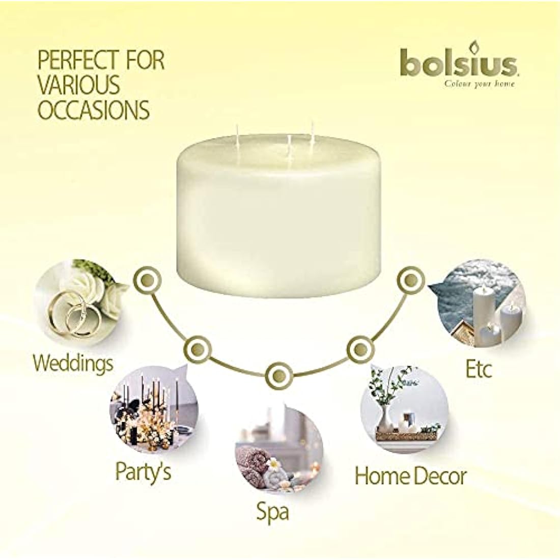 BOLSIUS 100 x 150 mm-1.41 kg, Paraffin Wax, Ivory, 10 x 15 cm