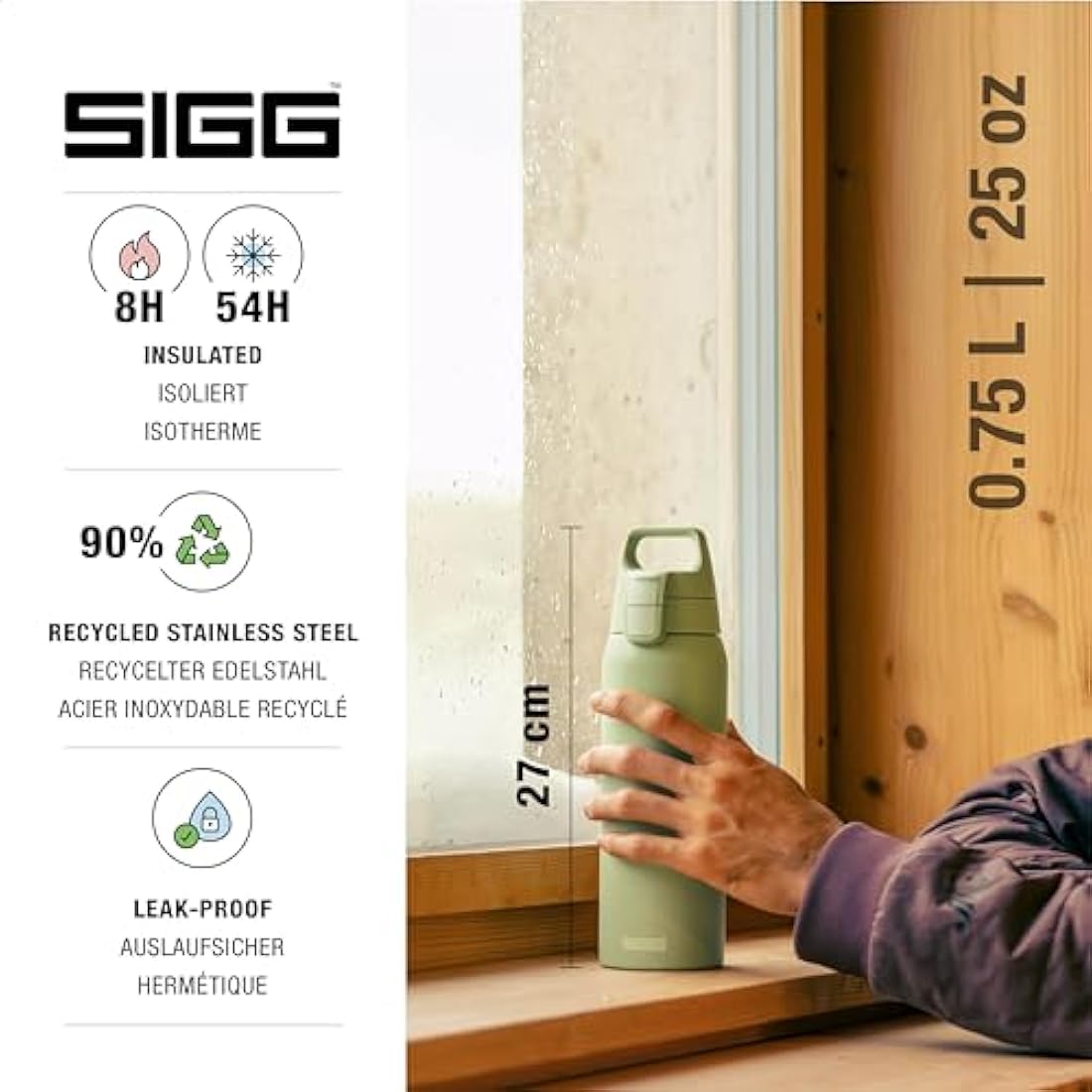 SIGG - Insulated Water Bottle - Shield Therm One - Suitable for Carbonated Beverages - Leakproof - Dishwasher Safe - BPA Free - 90% Recycled Stainless Steel - 0,5L / 0,75L / 1L