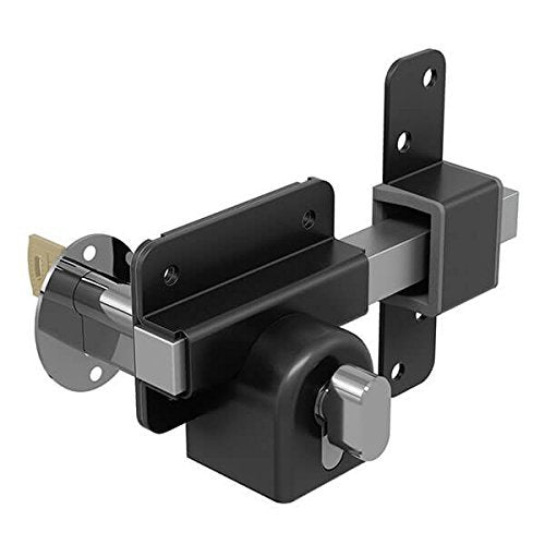 GateMate Long Throw Gate Lock 1490106, Euro Profile Gate Lock for Sheds, Gates & Garage Doors, Keyed Outside & Inside Thumb Turn, 316 Stainless Steel,