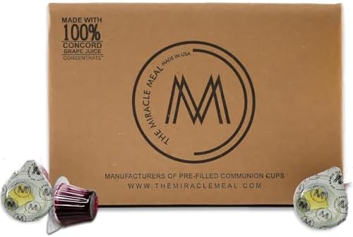 The Miracle Meal Pre-Filled Communion Cups & Wafer - Box of 250 - Concord Grape Juice & Wafer- Made in the USA - Premium Quality Guaranteed