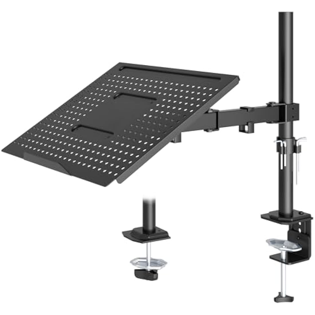 Redbat Laptop Arm for Notebooks up to 17 inch, Height Adjustable for Desk Weight up to 8kg, Laptop Mount with 2 Mounting Options, VESA 75/100 for Monitor 13-32 inch