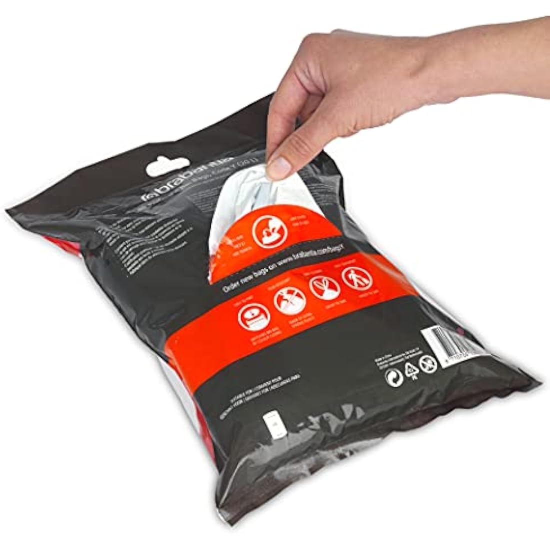 Brabantia 138263 PerfectFit Bin Liners (Size Y/20 Litre) Thick Plastic Trash Bags with Tie Tape Drawstring Handles (40 Bags), White