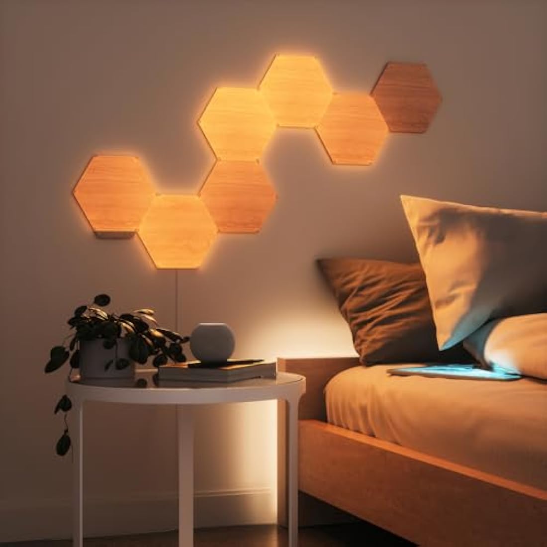 Nanoleaf Elements Hexagon Expansion Pack, 3 Additional Wood Look Light Panels - Dimmable & Modular Smart LED Wi-Fi Wall Mood Lights, Works with Alexa Google Assistant Apple Homekit, for Room Decor