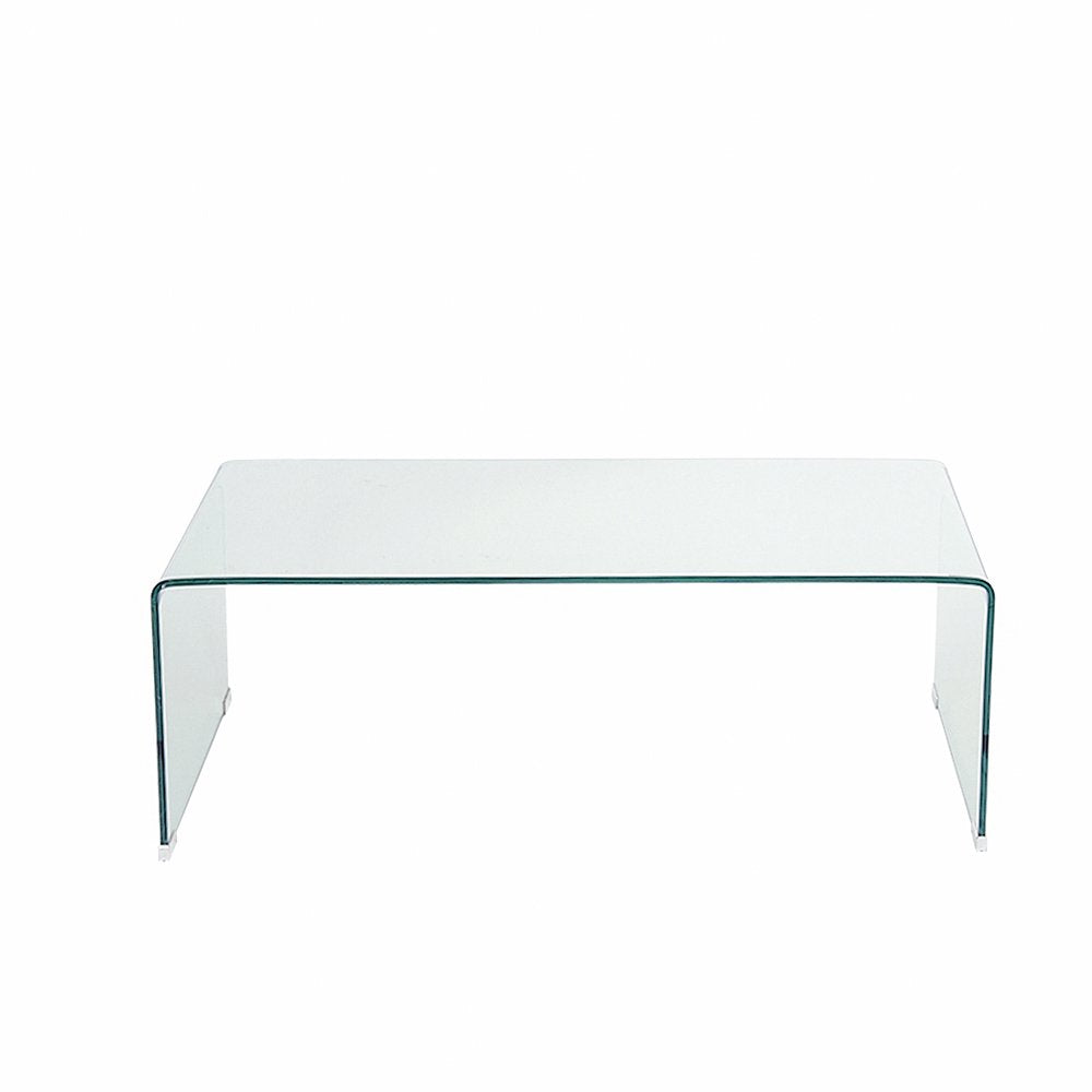 Panana Clear Tempered Glass Coffee Table 100cm Length Compact Living Room Side End Table