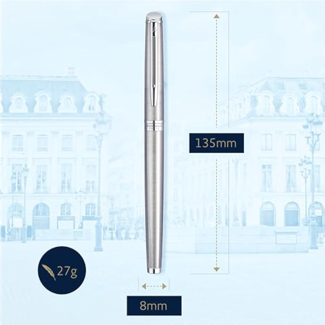 Waterman Hémisphère Rollerball Pen | Stainless Steel with Chrome Trim | Fine Point | Black Ink | Gift Box