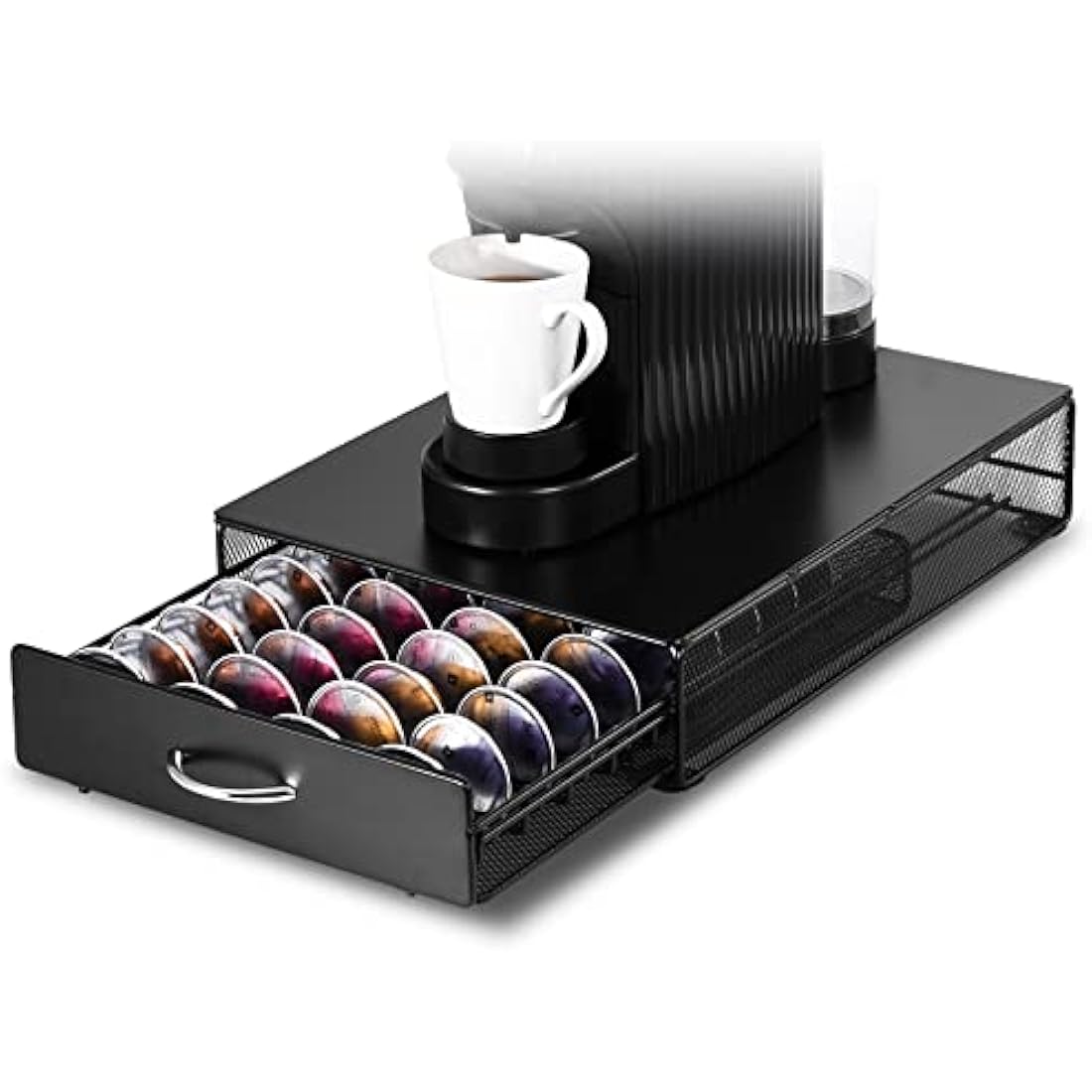 SYSYLY Coffee Capsule Storage Drawer Tray for 40 Vertuoline pods,Coffee Pod Holder Box,Organiser & Machine Stand