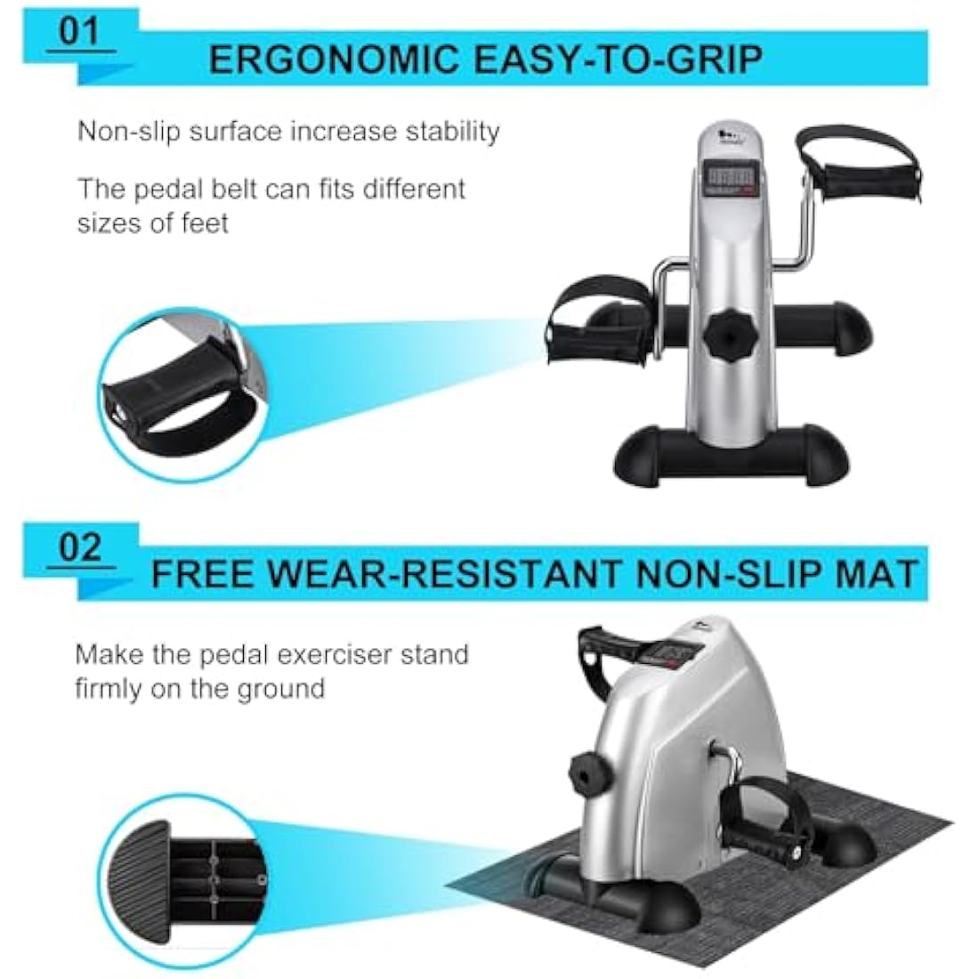 Mini Exercise Bike Portable Home Pedal Exerciser Gym Fitness Leg Arm
