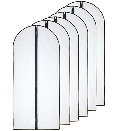 HomeClean Moth Proof Garment Bags 60 x 153cm(24'' x 60'') Black Side Breathable Clear Full Zipper Bags for The Much Longer Wedding Evening Dress