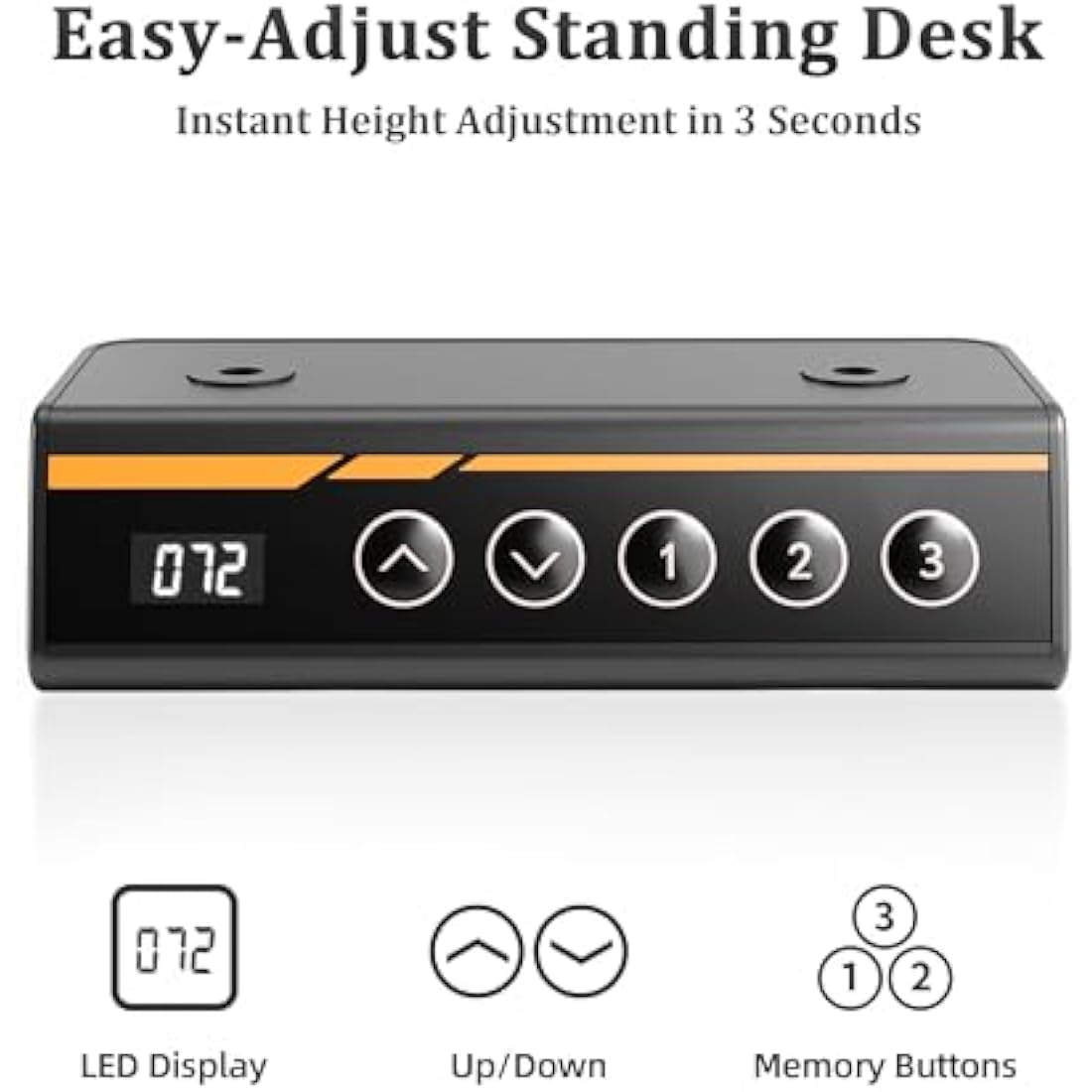 Claiks Electric Standing Desk, Adjustable Height Stand up 120x60 cm Sit Stand Home Office Desk with Splice Board, Black Frame/Black Top