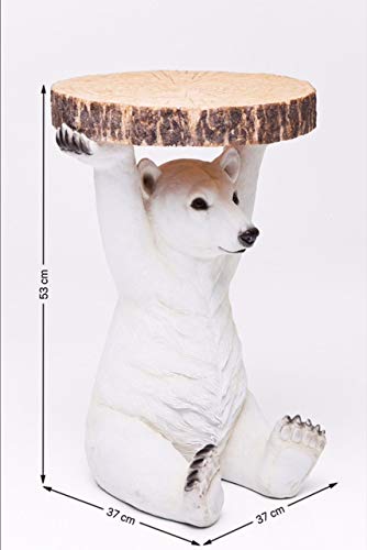 KARE Design Side Table Animal Polar Bear, Brown, White, Animal Motif, Gift Idea, Sofa Side Table, Round Bedside Table, Room Decor