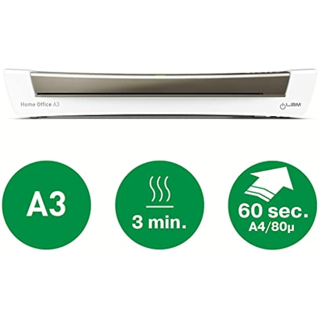Leitz 74401089 iLam A3 Laminator, Ideal for Home Office - Metallic Dark Grey