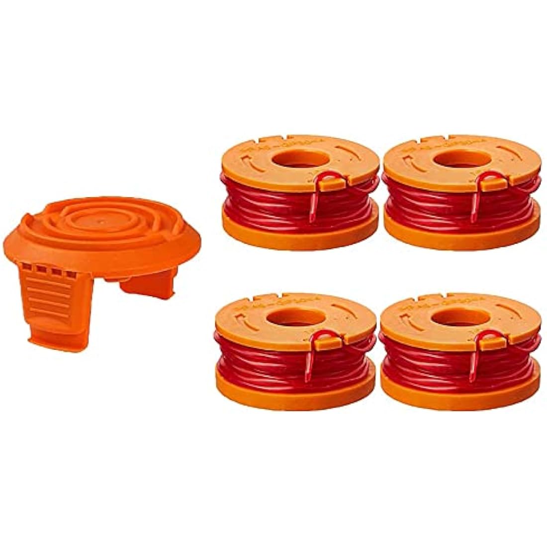 Worx Strimmer Spool Lawn Mower with 4 Pcs Spool Lawn Mower & 1 Pcs replacement cap, Strimmer Spool Grass Trimmer Spool Replacement Trimmer Spool Lawn Mower Line Worx Replacement orange
