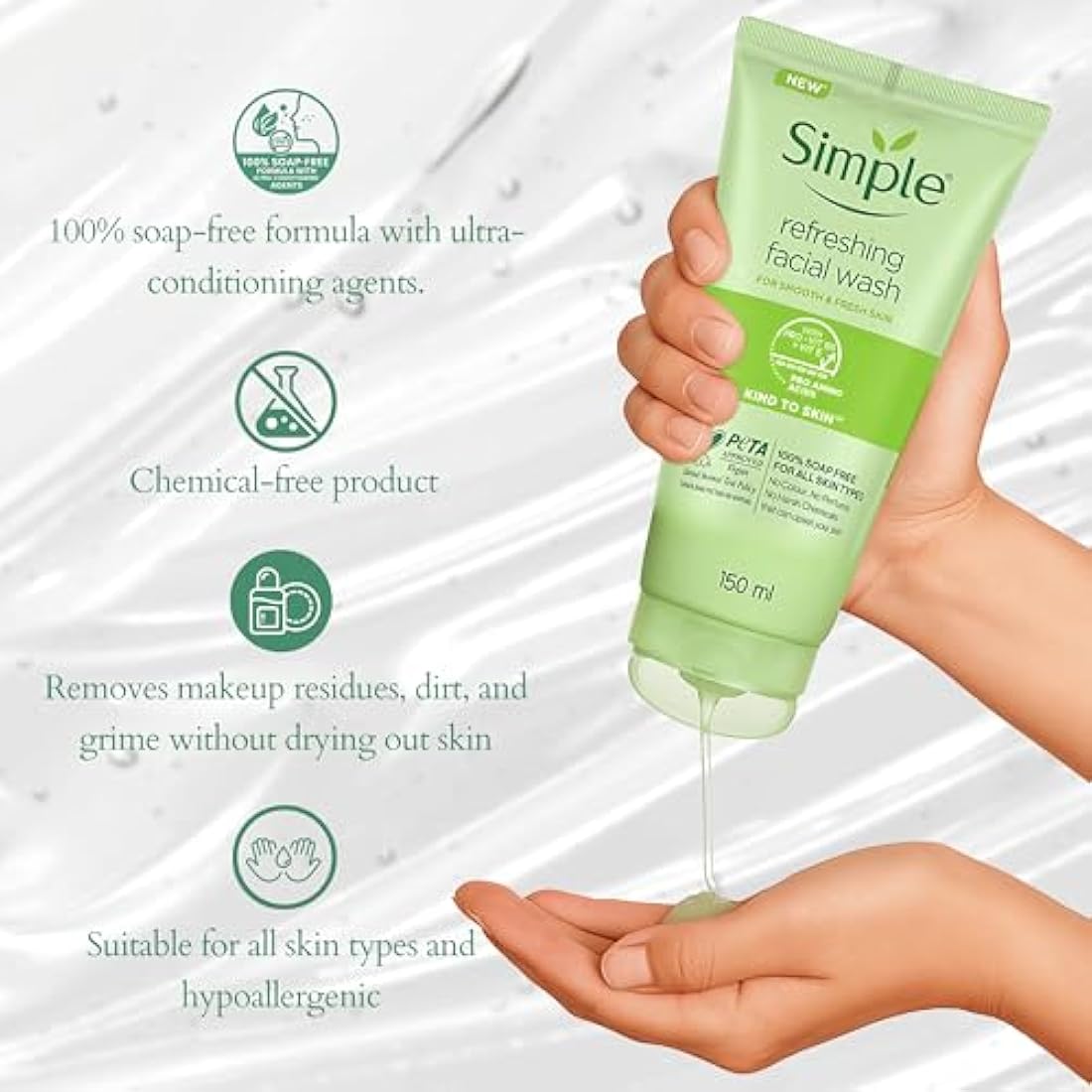 Simple Skincare Set, Simple Face Wash Set, Hydration Face Wash, Sunkissed Skin firming Serum and Moisturiser Regime Bundle, Simple Skincare Gift Set (Grey)