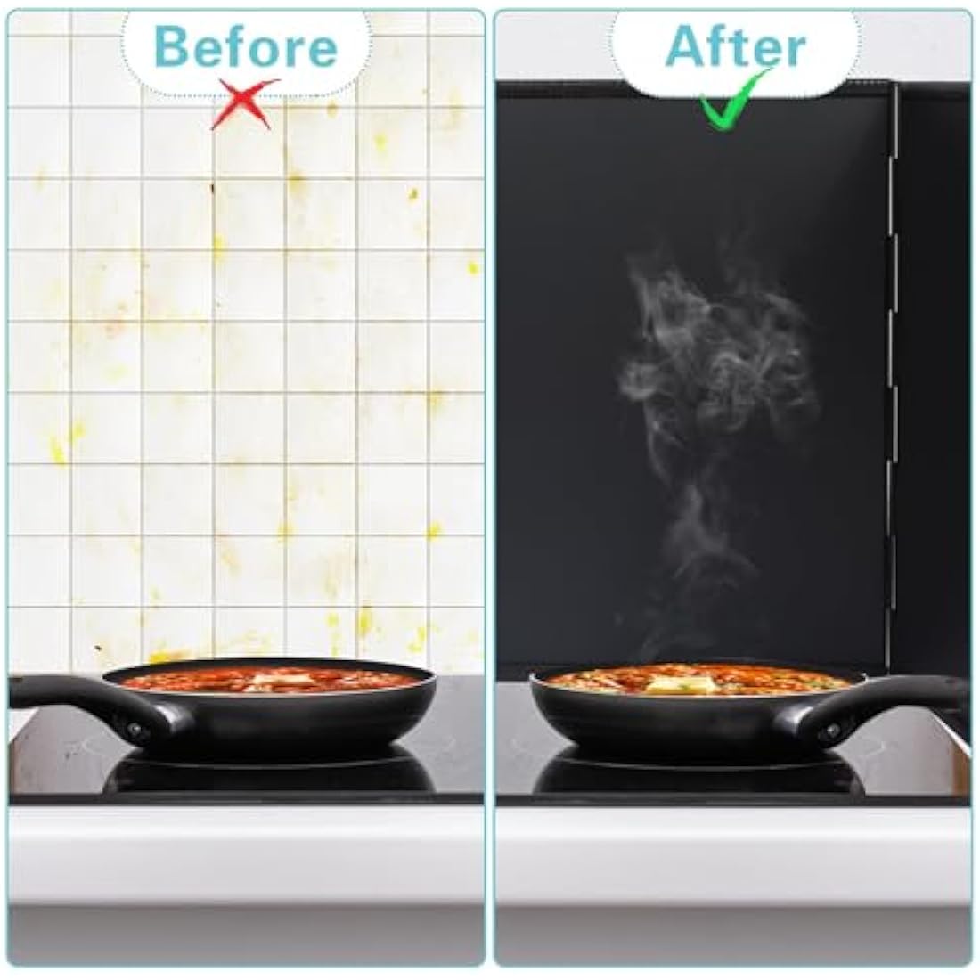 Wuciray Height 40CM Stove Splatter Guard for Cooking Kitchen Anti Splatter Shield Guard Portable Folding Cooker Side Fat Oil Splash Guard Splash Back Splatter Screen for Frying Pan Wall Hob