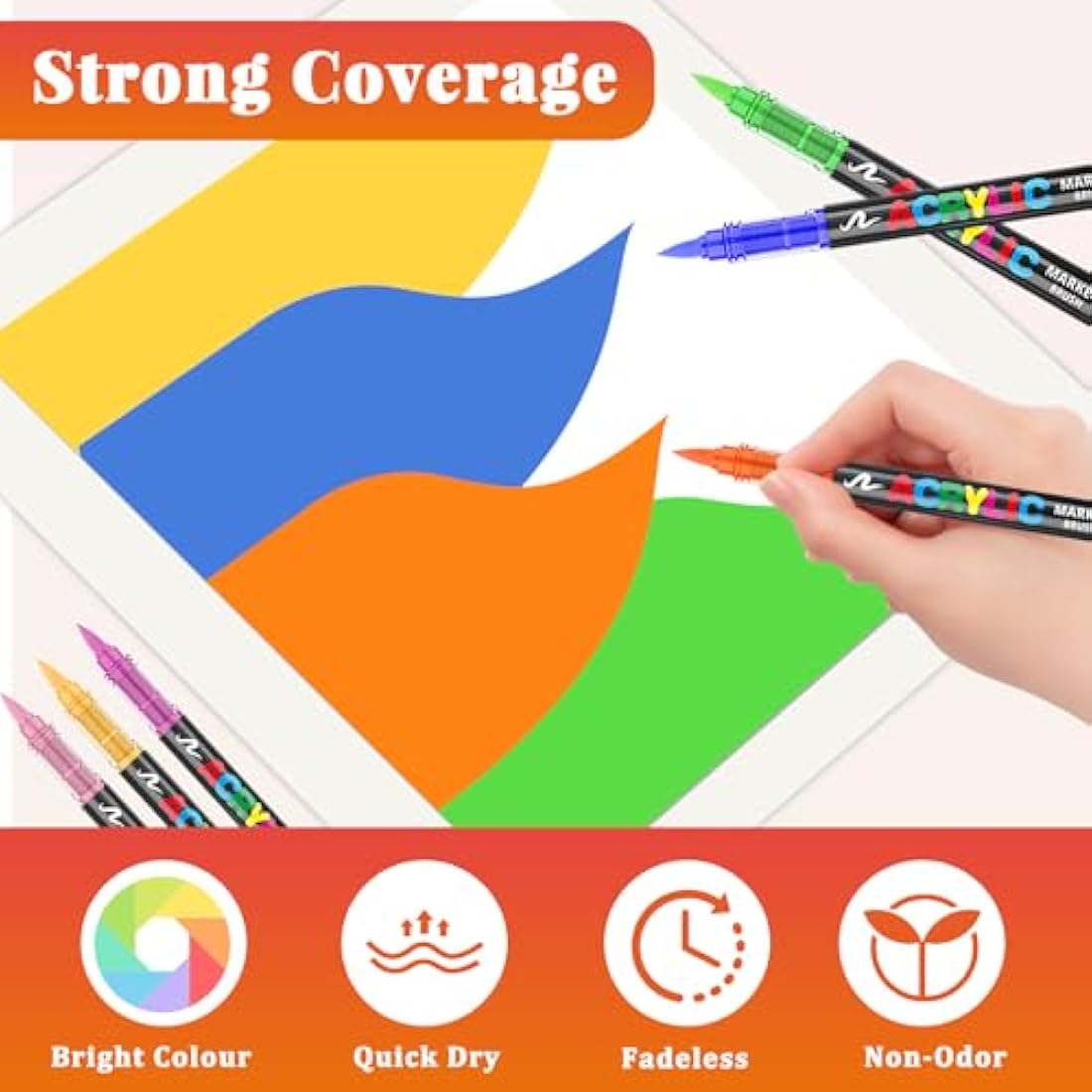 Funnasting 120 Colours Acrylic Paint Pens, Soft Brush Tip Acrylic Marker Pens, Paint Markers for Colouring, Glass, Fabric, Egg, Rock Painting and DIY Crafts Art Supplies