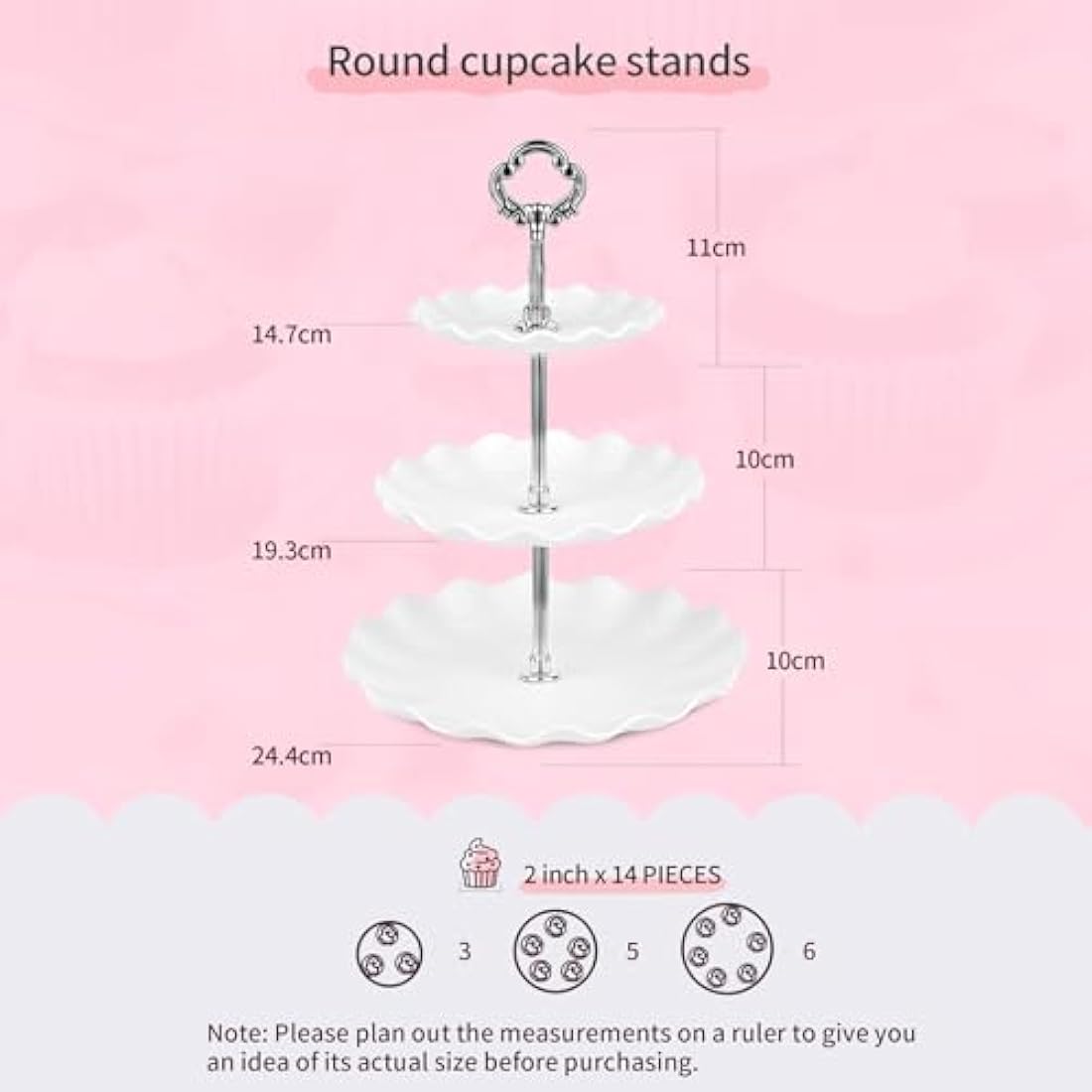 Pack of 10 NWK Cake Stand, Cupcake Stand, with 3 x Two-Tier Cupcake Stands, 3 x Three-Tier Cupcake Stands, 4 x Appetizer Trays, for Birthday Baby Bridal Shower Party (Silver)