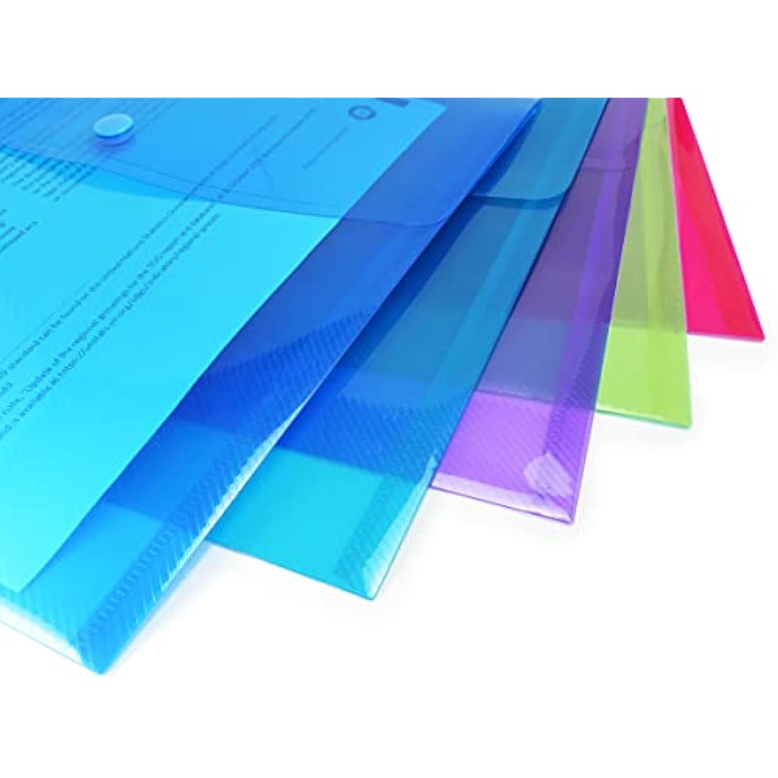 Rapesco 1678 ECO Recycled Popper Wallets, A4+, Assorted Bright Transparent Colours, Pack of 40