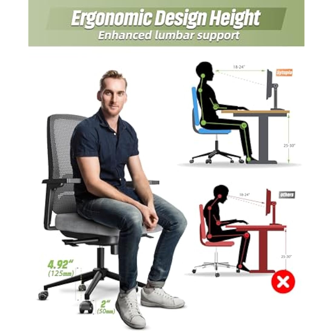 Sytopia Office Chair Base Replacement 24'' - Office Chair Base with Reinforced Metal Legs 2600lbs, Bottom Part Universal Fit for Universal Gas Cylinder & Casters – Matte Black