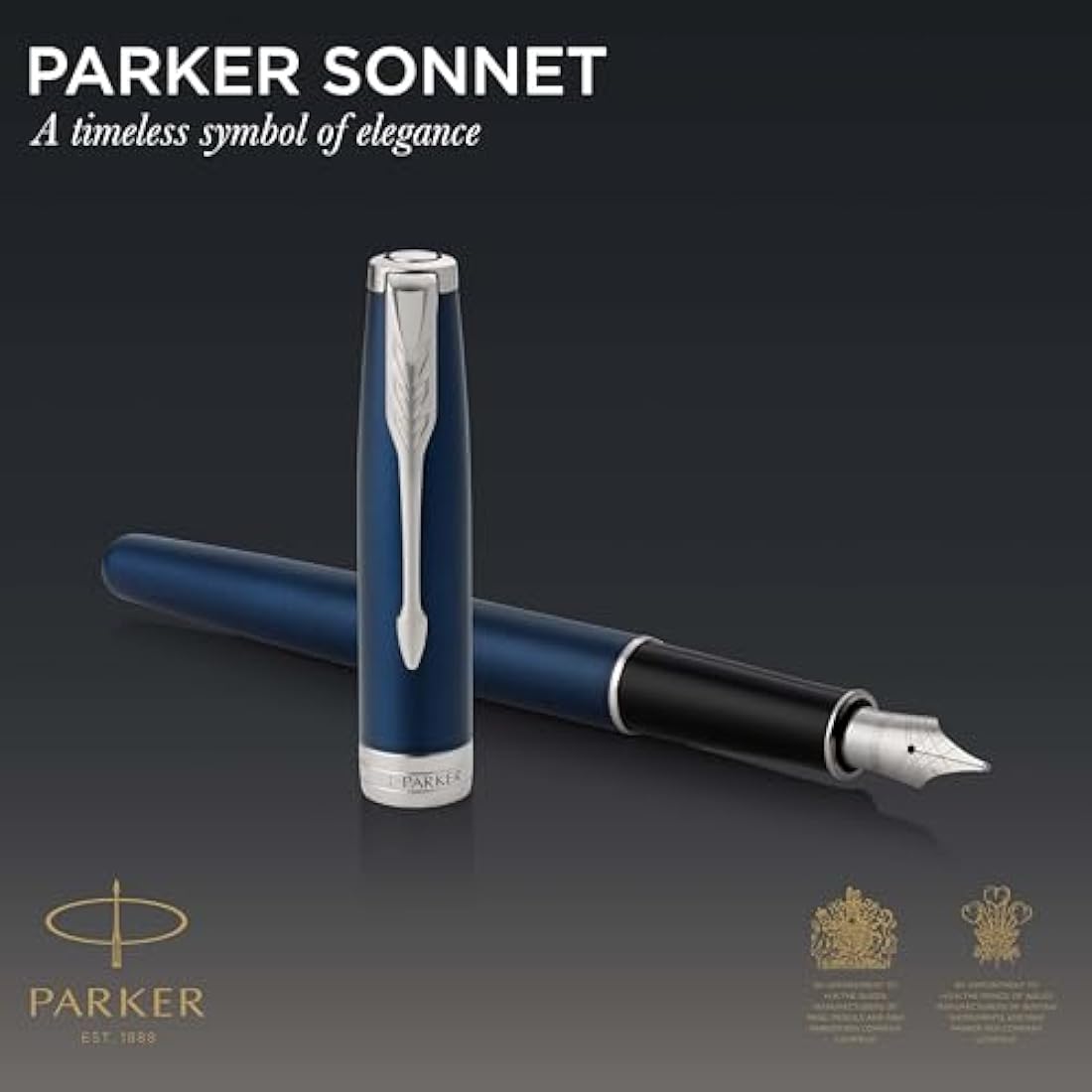 Parker Sonnet Fountain Pen | Blue Lacquer with Palladium Trim | Medium Nib | Gift Box
