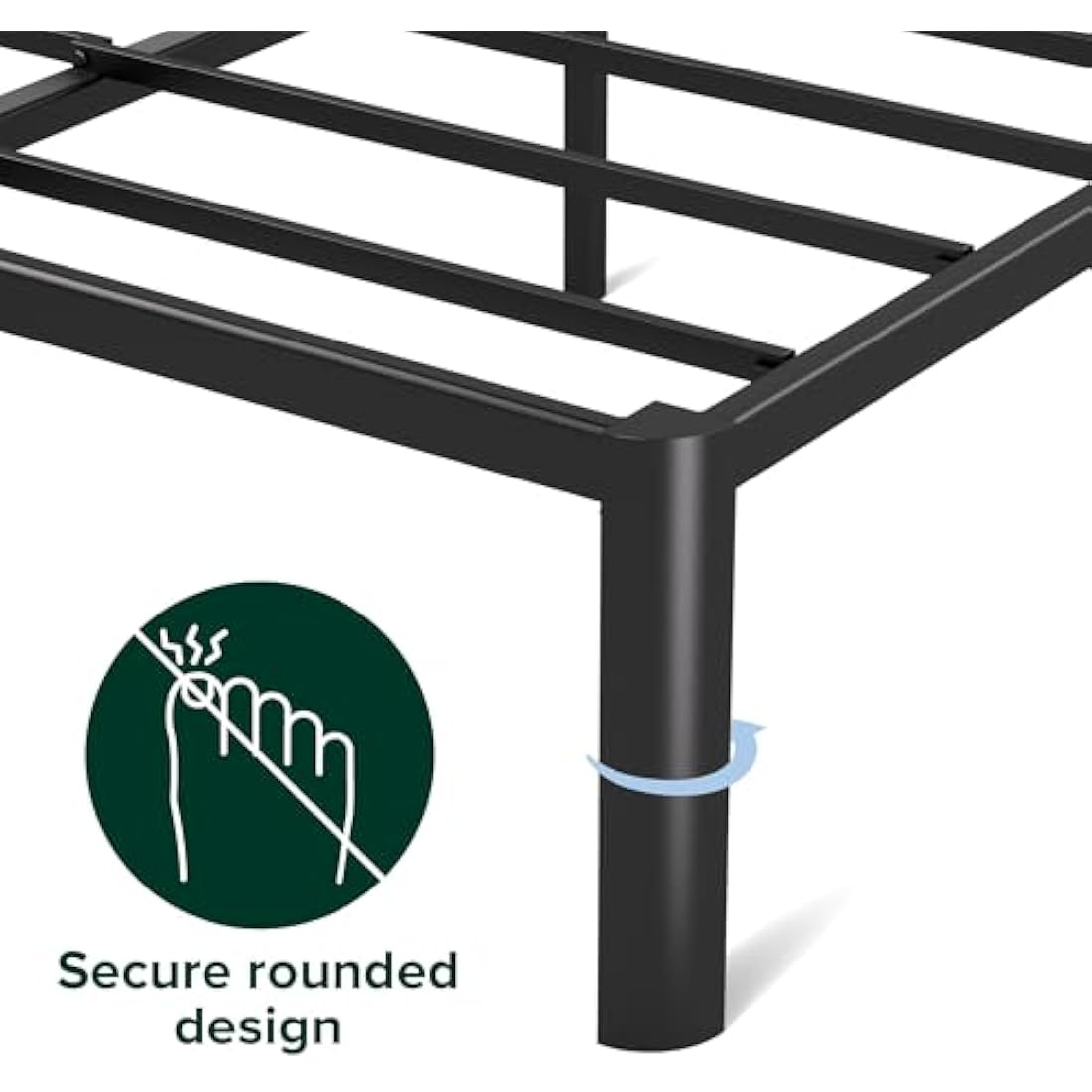 Zinus Van Super King Bed frame - Bed 180x200 cm - 41 cm Height with Underbed storage - Metal Platform Bed frame with Steel slat support - Black