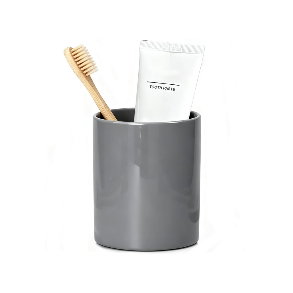LOUIE SILNA Ceramic Toothbrush Holder, Reusable Bathroom Ceramic Cup, Glazed Toothbrush Holder, Suitable for Electric Toothbrushes and Toothpaste,