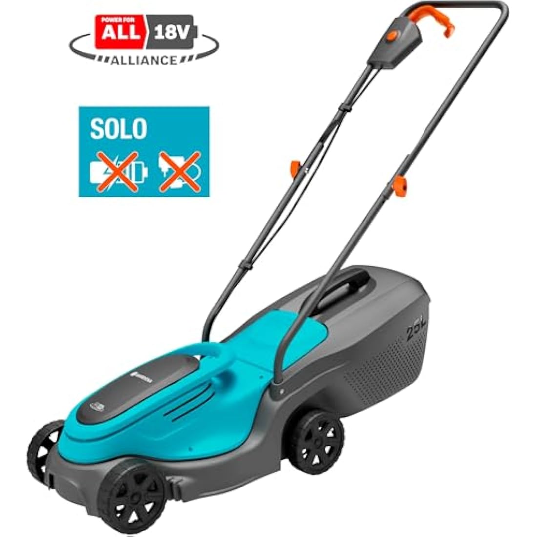 Gardena Battery Lawnmower PowerMax 30/18V P4A without battery: 30 cm cutting width, 35–65 mm cutting height, 25 l catcher capacity, ergonomic handle, foldable frame, brushless motor (14630-55)