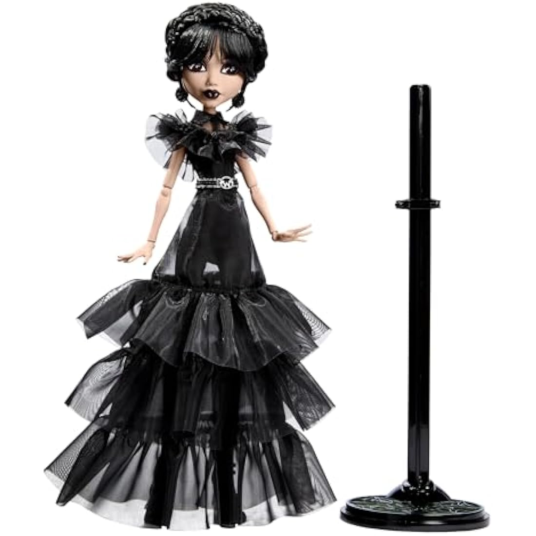 Monster High Wednesday Doll, Rave’N Wednesday Collectible in Black Gothic Gown inspired by Dance Scene, Premium Accessories and Doll Stand, HXJ03