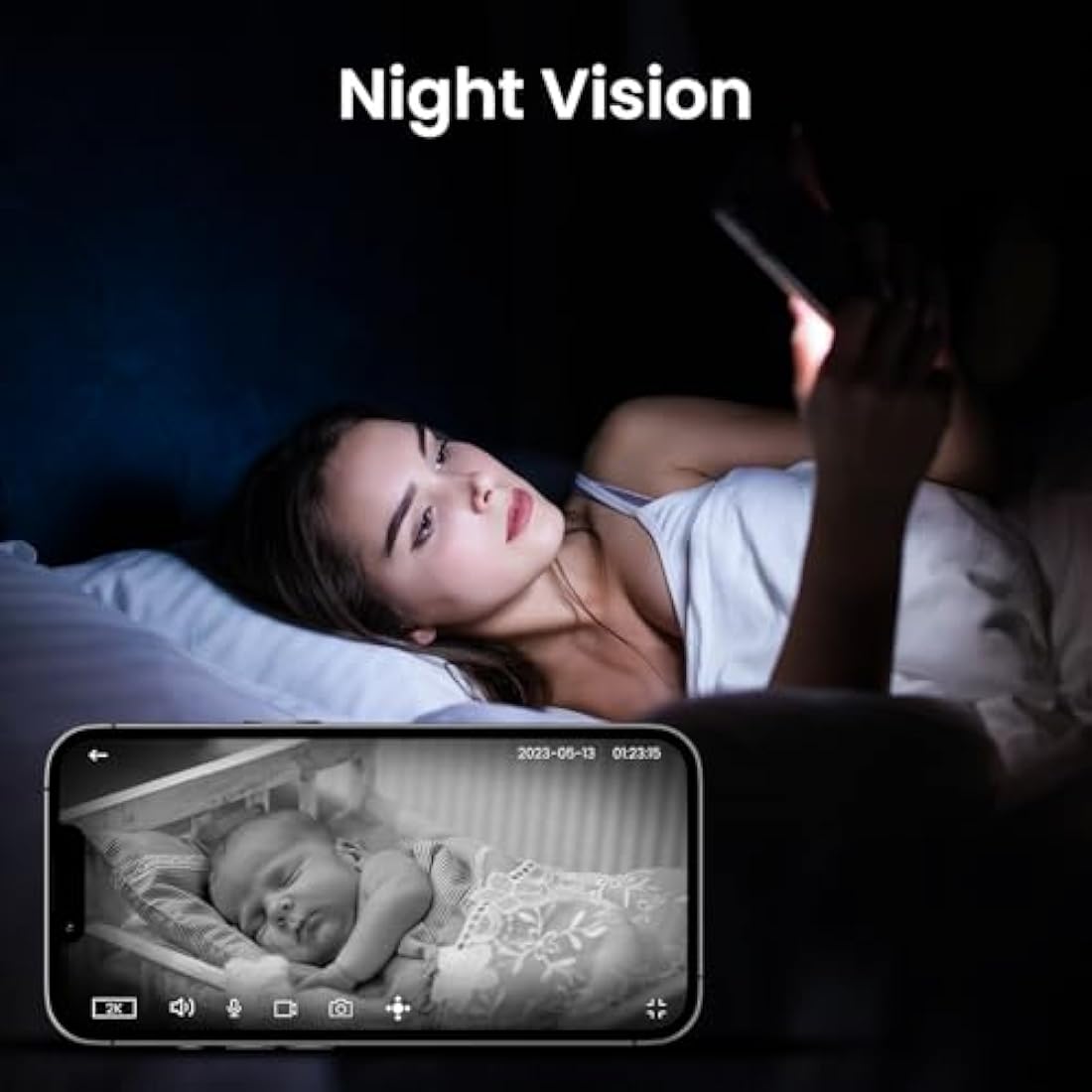 Cinnado 5G Indoor Camera - 5MP Baby Monitor Camera with APP, CCTV Camera, 5G/2.4G Dual-Band 360° Pet Dog Cam, Motion Tracking, 24/7 Recording, IR Night Vision