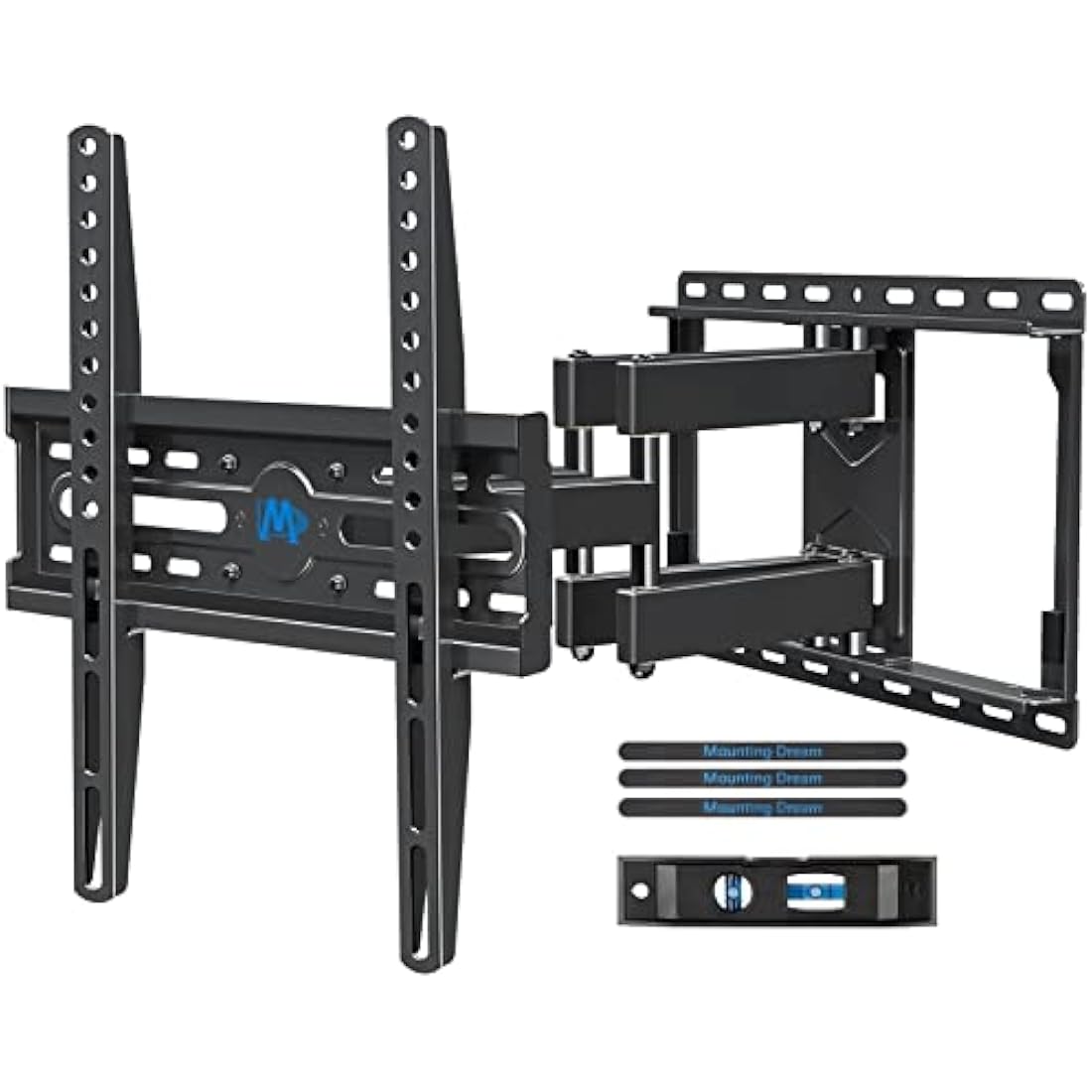Mounting Dream TV Wall Bracket Mount for Most 26-65 Inch TVs, Max VESA 400x400mm, Tilt Swivel for TV Max 45kg, Full Motion Double Arms Fit OLED LCD LED Flat/Curved Screens, with Fischer Wall Plug