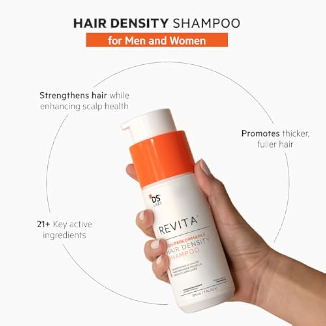DS Labs Revita Shampoo and Conditioner – High-Performance Hair Density Shampoo & Conditioner, Volumizing & Thickening, Fuller, Healthier-Looking Hair, Sulfate & Silicone Free, For Men & Women, 205mL
