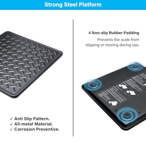 UNIWEIGH Postal Scales,440lbs x 10g Digital postage scales,Durable Alloy Steel Platform,Heavy Duty Scales for Packages/Warehouse/Luggage,Parcel scales with LCD/Hold/Tare function,batteries&USB Powered