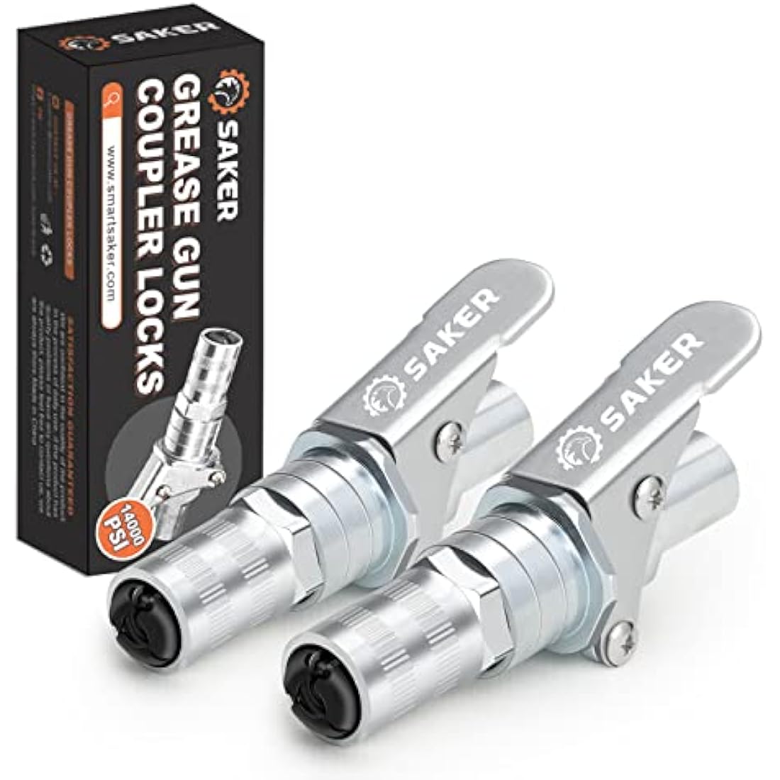Saker Grease Gun Coupler-Upgrade to14000 PSI,Duty Quick Release Grease Couplers,Compatible with All Grease Guns 1/8" NPT Fittings(2 PCS)