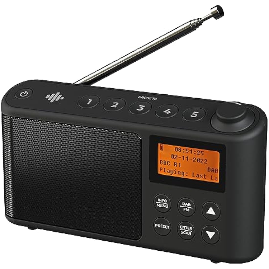 DAB Radio Portable, DAB Plus/DAB Radio, FM Radio, Small Radio, Portable Radios Mains and Battery, USB Charging for 15 Hours Playback, Large LCD Display (Spectrum by iBox)