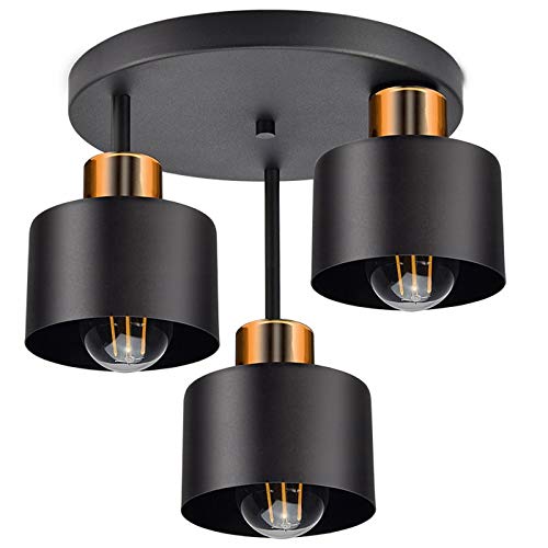 Ceiling lamp Ceiling lamp| Black Copper | 3 Flames | Lamp 3 x E27 | 230V | Retro Design | 382-e3 Skandi (Black, Copper)