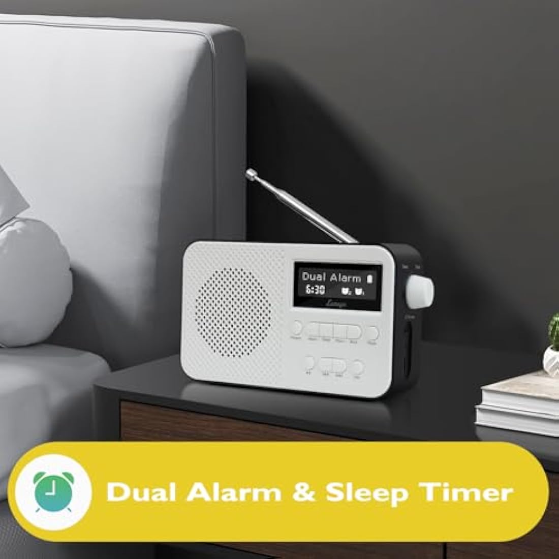 DAB Radio with Bluetooth | Digital Radios Mains and Battery | Rechargeable Battery 15HR Playback | Alarm Clock | FM Radio,40 Presets,Headphone Jack | Bluetooth 5.3 I LEMEGA PR2-Max Black