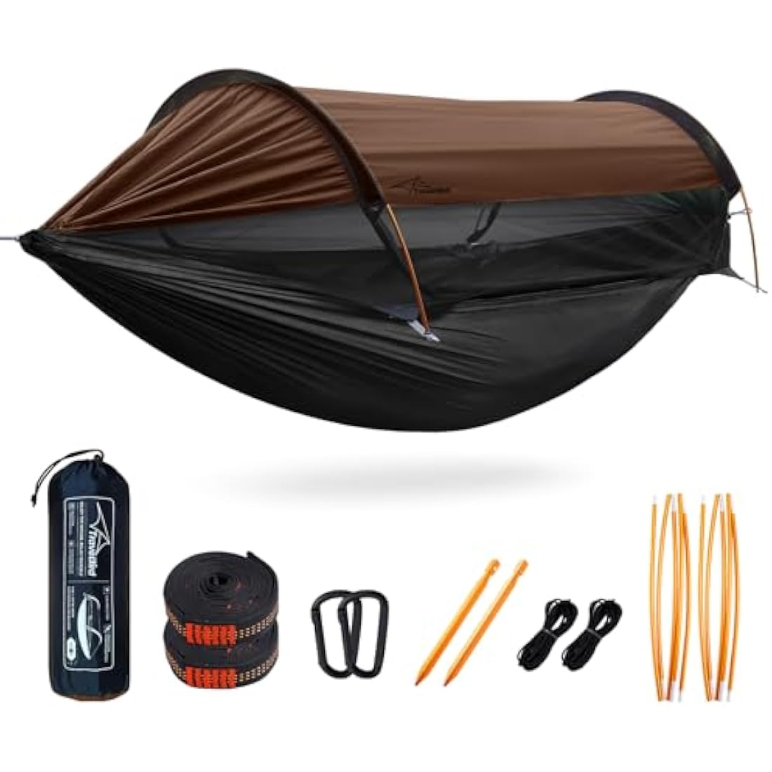 Travel Bird Camping Hammock Tent with Mosquito Net and Sunshade, 290 * 140CM Extra Large Space, Multi-mode Lightweight Hanging Hammocks Tree Straps Swing, Ground Tent for Outside, Hiking
