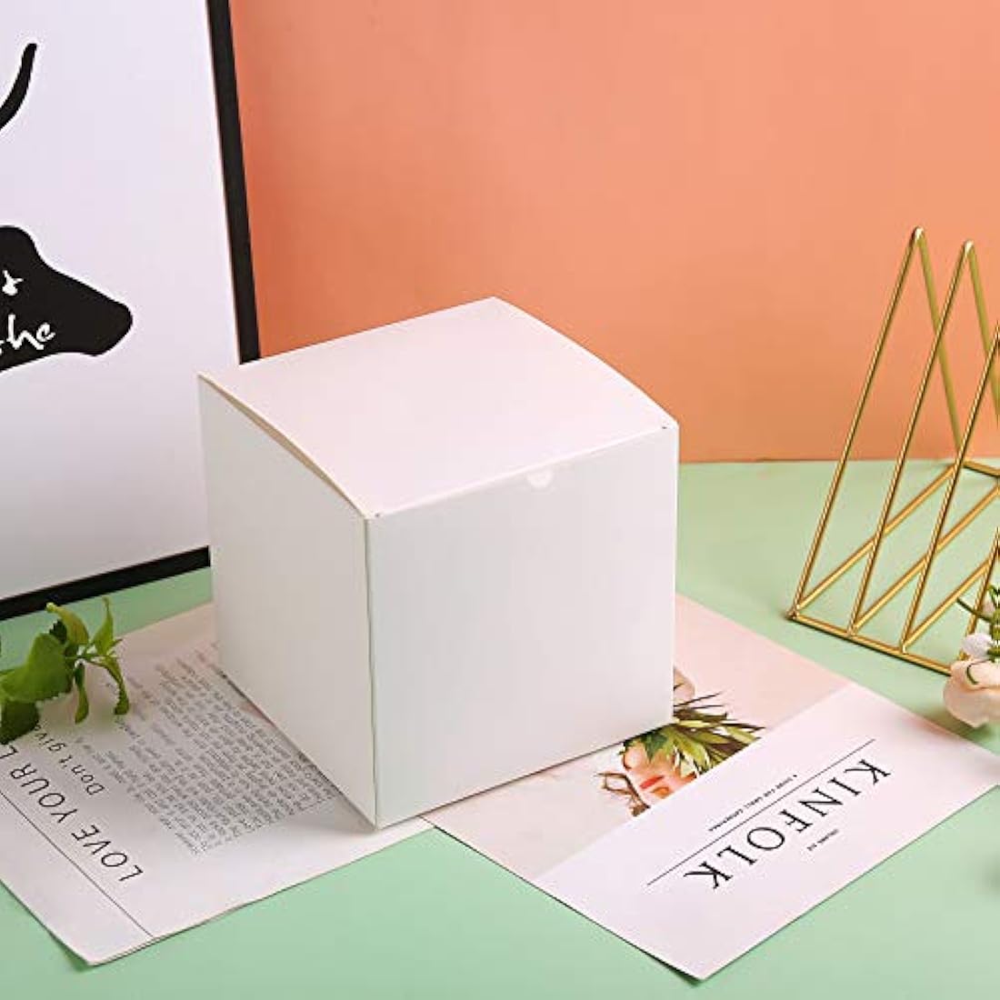 SHIPKEY 10PCS White Cardboard Gift Boxes with lids |10x10x10 cm Square Boxes | Small Gift Boxes Suitable for Party, Wedding, Christmas, Holidays, Birthdays and All Other Occasions