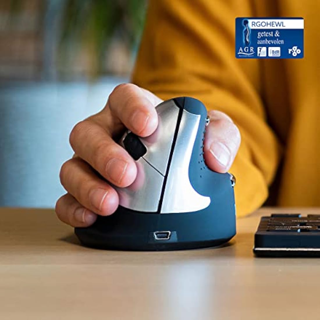 R-Go HE Ergonomic mouse, Medium (165-193mm), Right Handed, wireless, 500-1750dpi, RGOHEWL