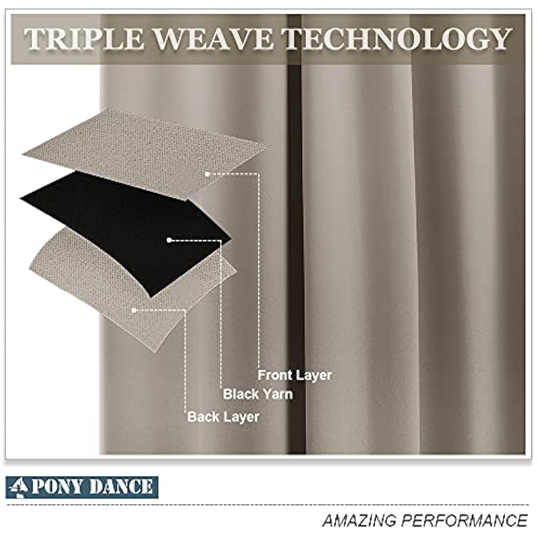 PONY DANCE Thermal Bedroom Curtains - Blackout Caravan Privacy Curtains Soundproof Eyelet Top Decorativa Living Room Drapes Blackout for Office, Meeting Room, 2 Panels, 46x54 inch, Sand