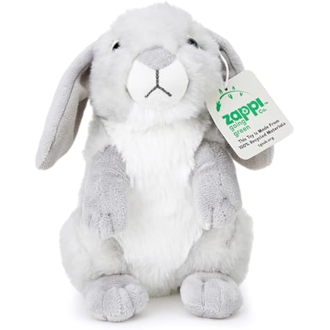 Zappi Co Easter Bunny Plush Toy: Eco-Friendly Grey Rabbit with Floppy Ears, 20cm, Soft & Snuggly, Made from 100% Recycled Materials - Perfect for Easter