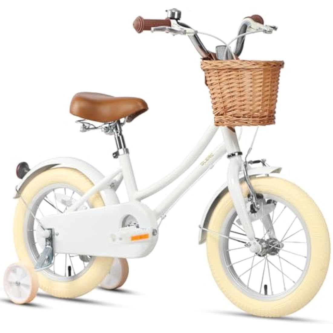 Glerc Little Molly 14 Inch Kids Retro Girls Bike for 2-13 Year Old with Wicker Basket & Stabilisers/Kickstand, Multiple Colors