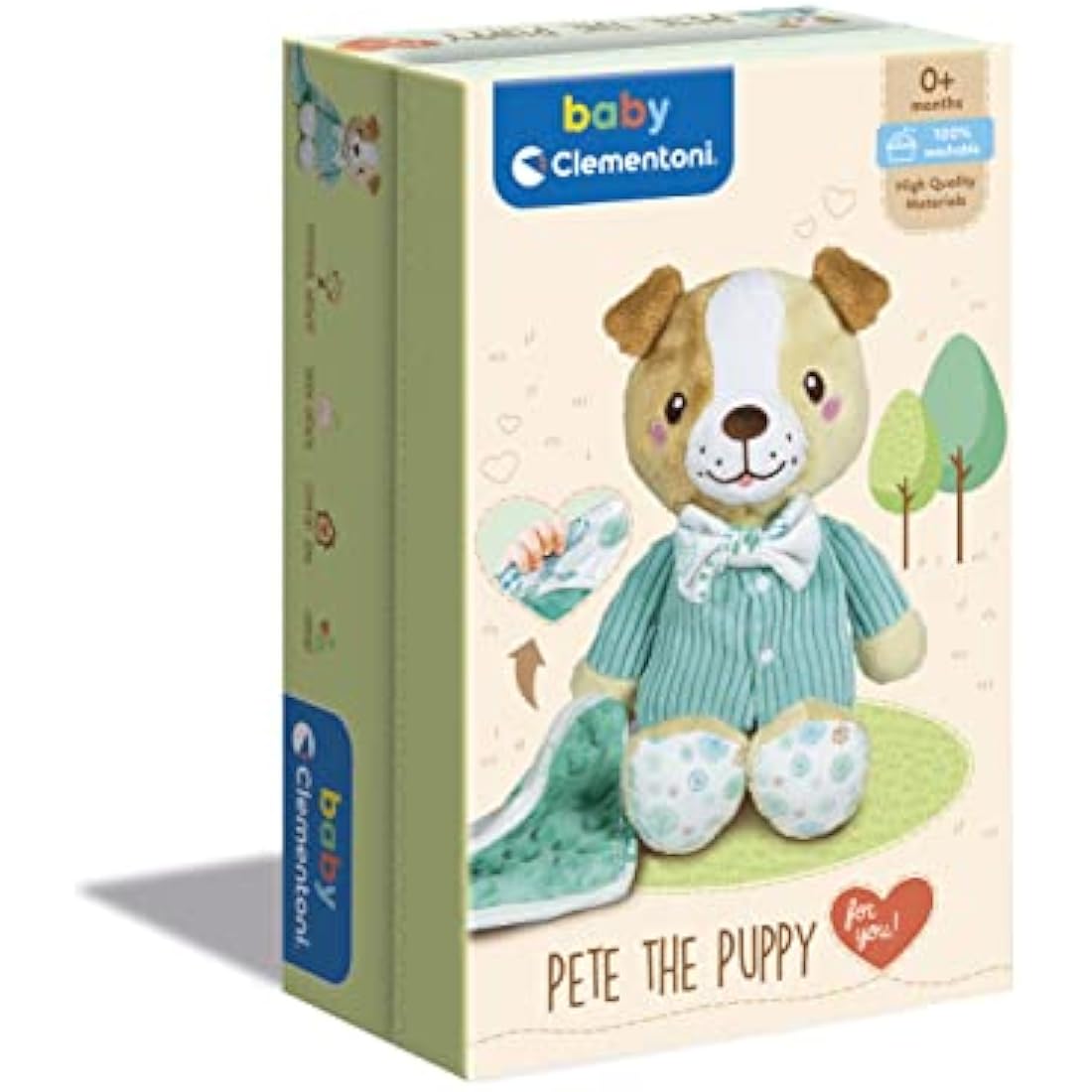 Clementoni Baby 17417, Pete the Puppy Plush Toy for Babies, Ages 0 months Plus