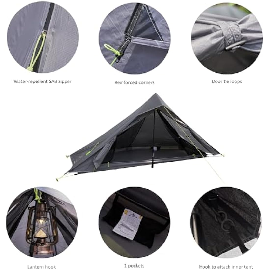 Nature Link Altair One Ultralight Trekking Pole Backpacking Tent, Waterproof SIL Nylon, Double Wall, 3 Season, 1 Person Shelter for Backpacking, Hiking, Camping, Trekking, Bushcraft